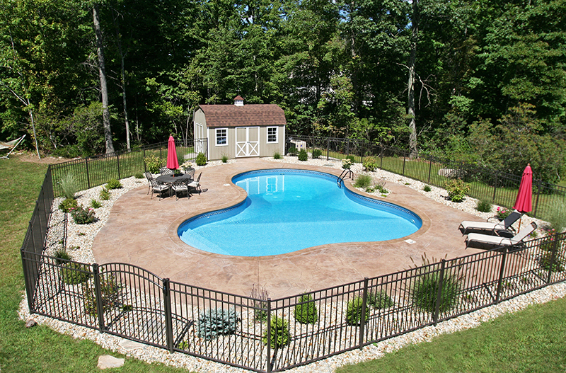 Swimming pool and stamped concrete project example 162